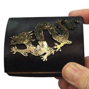 Vintage Black with Gold Dragon Detail Small Jewelry/Accessory Box